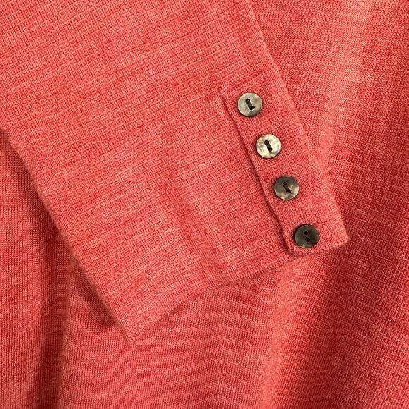 J Jill Merino Wool Tunic Pullover Sweater Petite Medium PM Coral 3/4 Sleeve - Picture 3 of 5